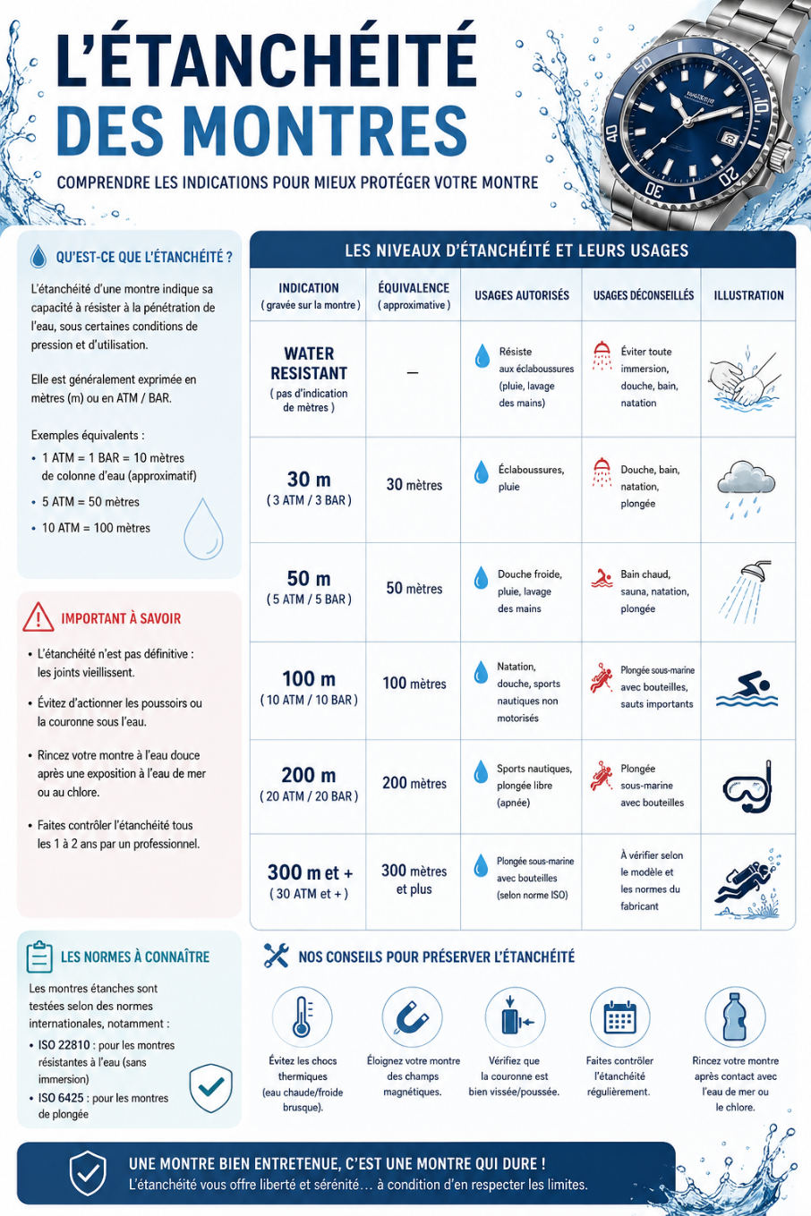 Présentation de l'étanchéité des Montres