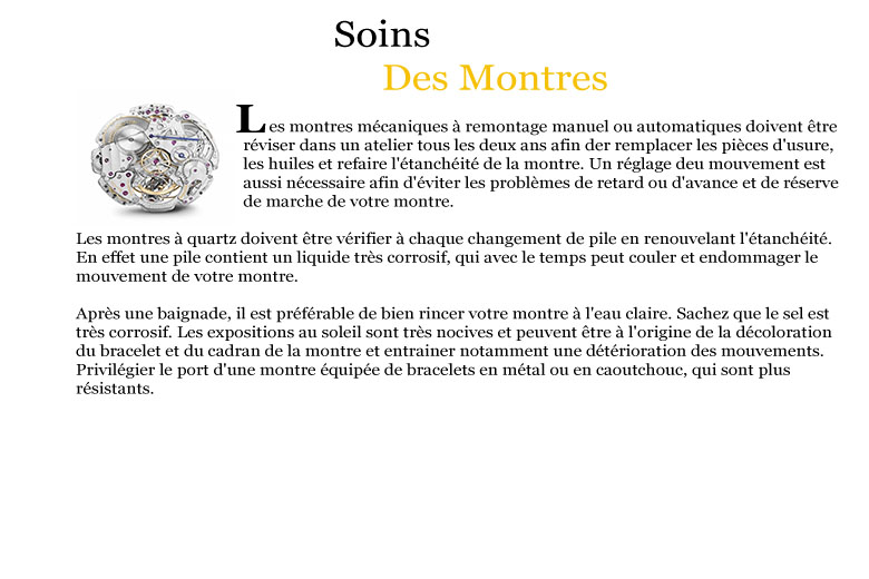 Le Soin à apporter aux montres